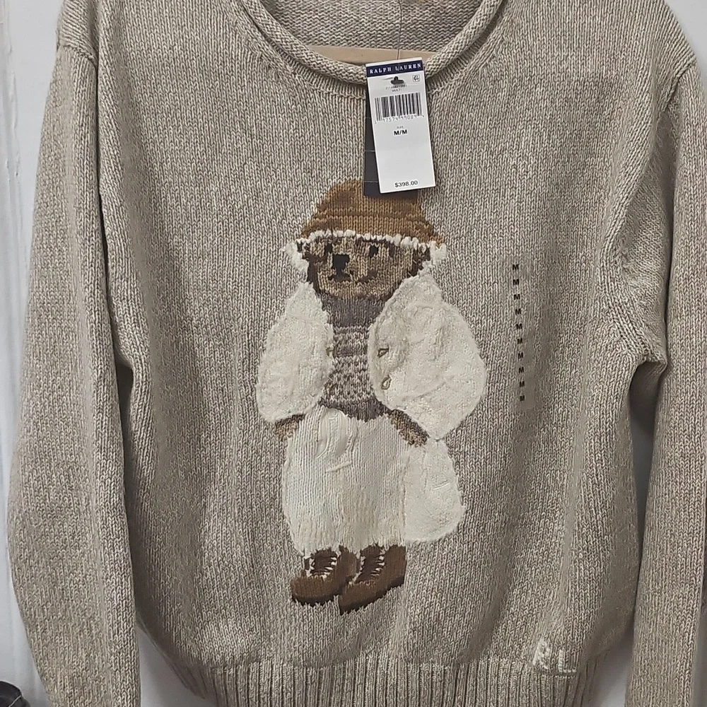 Polo by Ralph Lauren Tan Sweater with Bear Motif - Picture 2 of 6